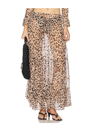 Indah Willow Boho Maxi Skirt in Tan. Size L. Also in M.