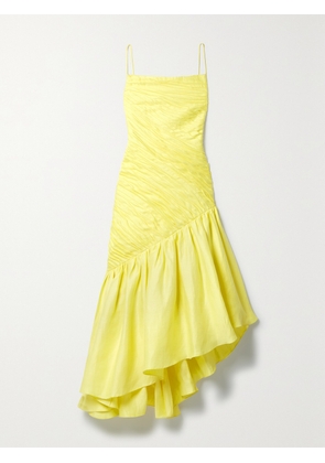 RASARIO - Asymmetric Ruffled Linen-blend Dress - Yellow - FR 36,FR 38,FR 40,FR 42,FR 44
