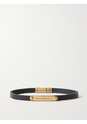 SAINT LAURENT - Leather And Gold-tone Bracelet - Black - S,M,L