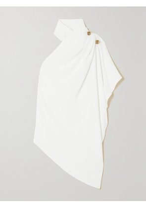 Elie Saab - One-sleeve Draped Crepe Top - White - FR 34,FR 36,FR 38,FR 40,FR 42,FR 44,FR 46,FR 48