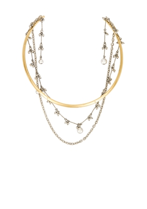 Isabel Marant Freya Short Necklace in Metallic Silver,Metallic Gold.