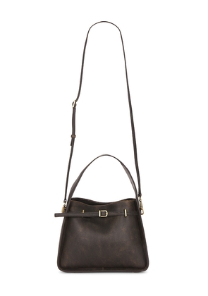 SIMKHAI Small Cleo Bucket Bag in Chocolate.