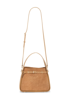 SIMKHAI Small Cleo Bucket Bag in Tan.