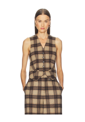 GIUSEPPE DI MORABITO Plaid Top in Beige. Size 36. Also in 38, 40, 42, 44.