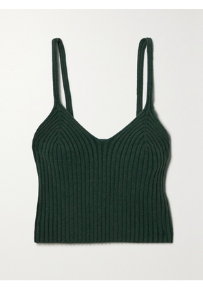 THE RANGE - Cropped Ribbed Cotton-blend Tank - Green - x small,small,medium,large