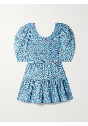 Sea - Lilly Ruffled Smocked Printed Cotton Mini Dress - Blue - xx small,x small,small,medium,large,x large