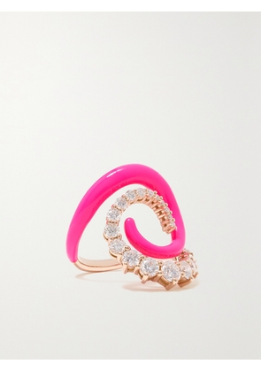 Melissa Kaye - Riley 18-karat Pink Gold, Diamond And Enamel Ring - 6