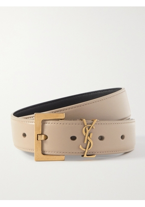 SAINT LAURENT - Cassandre Leather Belt - Neutrals - 60,65,70,75,80,85,90,95,100,105,110,115,120