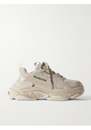Balenciaga - Triple S Logo-embroidered Leather, Nubuck And Mesh Sneakers - Neutrals - IT34,IT35,IT36,IT37,IT38,IT39,IT40,IT41,IT42