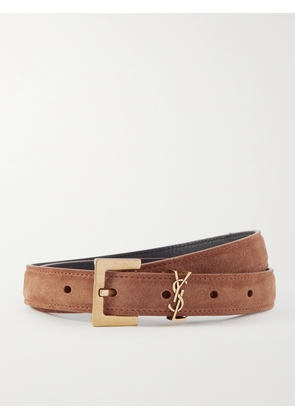SAINT LAURENT - Cassandre Suede Belt - Red - 60,65,70,75,80,85,90,95,100,105,110,115,120