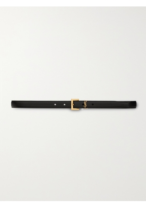 SAINT LAURENT - Cassandre Textured-leather Belt - Black - 60,65,70,75,80,85,90,95,100,105,110,115,120