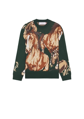 House of Sunny Wild Horses Sweater in Green. Size L. Also in S, M, XL/1X.