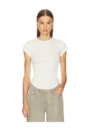 GRLFRND Scoop Hem Baby Tee in Ivory. Size L. Also in S, XXS, XS, M, XL.