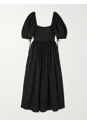 Matteau - Gathered Stretch-linen And Lyocell-blend Maxi Dress - Black - 1,2,3,4,5