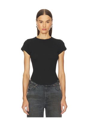 GRLFRND Scoop Hem Baby Tee in Black. Size L. Also in S, XXS, XS, M, XL.
