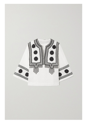 FIL DE VIE - Astrid Cord-trimmed Ramie Blouse - Cream - x small,small,medium,large