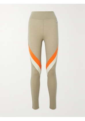 We Norwegians - Voss Color-block Merino Wool-blend Piqué Leggings - Neutrals - x small,small,medium,large