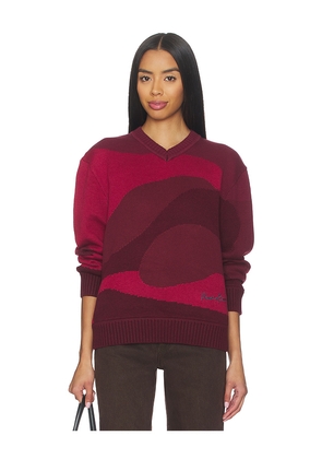 House of Sunny House of The Red Landscape Sweater in Red. Size L. Also in XS, S, M, XL/1X.