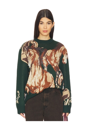 House of Sunny Wild Horses Sweater in Green. Size L. Also in S, M, XL/1X.
