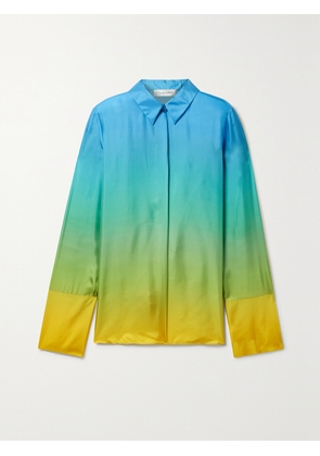 Oscar de la Renta - Ombré Silk-satin Twill Shirt - Blue - US0,US2,US4,US6,US8,US10,US12,US14