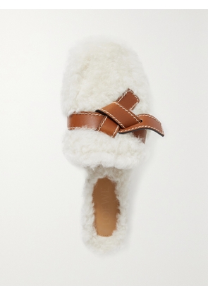 LOEWE - Gate Knotted Leather-trimmed Shearling Slippers - Ivory - IT35,IT36,IT37,IT38,IT39,IT40,IT41