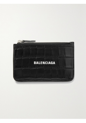 Balenciaga - Cash Printed Croc-effect Leather Cardholder - Black - One size