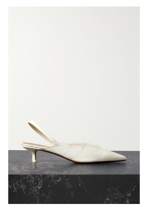 NEOUS - Irena Lace-trimmed Crepe De Chine Slingback Pumps - White - IT35,IT35.5,IT36,IT36.5,IT37,IT37.5,IT38,IT38.5,IT39,IT39.5,IT40,IT40.5,IT41