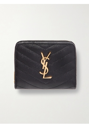 SAINT LAURENT - Monogramme Quilted Textured-leather Wallet - Black - One size