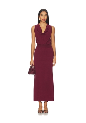 SIMKHAI Ramona Midi Dress in Burgundy. Size L. Also in XS, S, M.