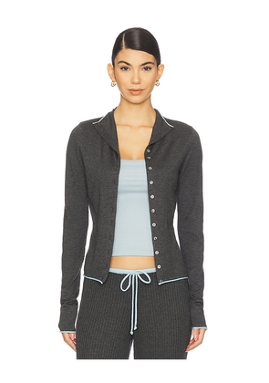 Frankies Bikinis Leo Knit Cardigan in Charcoal. Size M. Also in S, XS.
