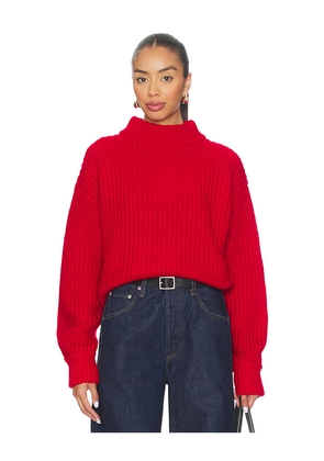 Good American Chunky Knit Mock Neck Sweater in Red. Size L. Also in S, XL/1X, XXL/2X, XXXL/3X.