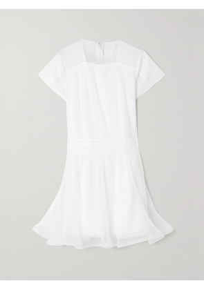 Givenchy - Pleated Tulle-paneled Silk-chiffon Mini Dress - White - FR 34,FR 36,FR 38,FR 40