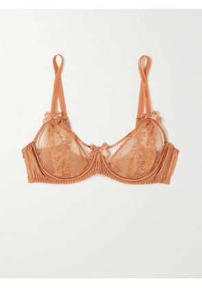 Agent Provocateur - Tanya Cutout Leavers Lace And Stretch-silk Satin Underwired Bra - Gold - 32B,34B,36B,32C,34C,36C,32D,34D,36D