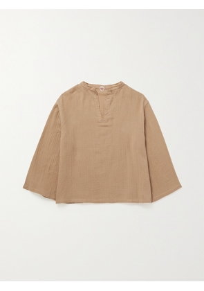 THE ROW KIDS - Elin Frayed Cotton-gauze Top - Brown - 4 years,10 years,2 years,8 years,6 years