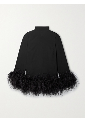 Taller Marmo - + Net Sustain Gina Feather-trimmed Crepe Mini Dress - Black - IT36,IT38,IT40,IT42,IT44,IT46,IT48