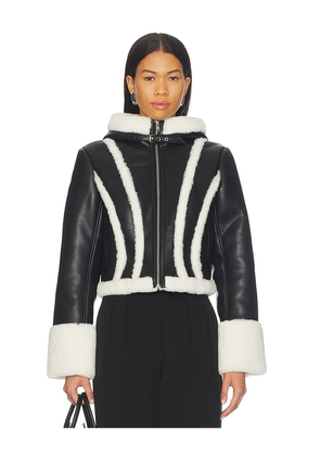 fleur du mal Leather & Fur Collar Jacket in Black. Size 0. Also in 2, 4, 6.