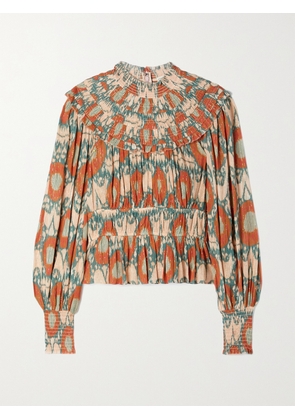 Ulla Johnson - Noor Printed Fil Coupé Cotton-blend Crepon Blouse - Neutrals - US00,US0,US2,US4,US6,US8,US10,US12,US14,US16