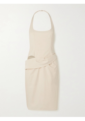 Jacquemus - Hielo Cutout Draped Wool-blend Halterneck Mini Dress - Off-white - FR 32,FR 34,FR 36,FR 38,FR 40,FR 42,FR 44,FR 46