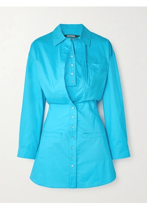 Jacquemus - Baunhilha Layered Cutout Cotton-poplin Shirt Dress - Blue - FR 32,FR 34,FR 36,FR 38,FR 40,FR 42,FR 44