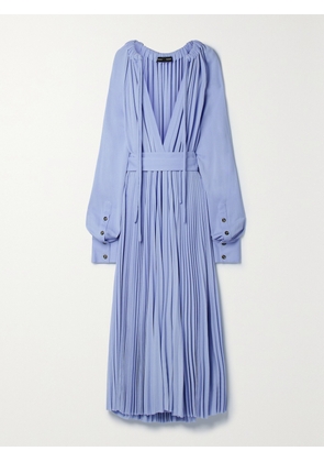 Proenza Schouler - Belted Pleated Crepe Maxi Dress - Blue - US0,US2,US4,US6,US8,US10,US12