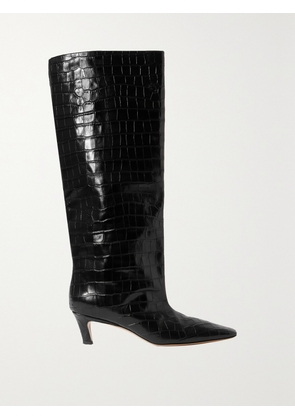 TOTEME - Croc-effect Leather Knee Boots - Black - IT35,IT36,IT37,IT38,IT39,IT40,IT41,IT42