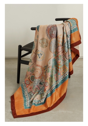 Loro Piana - Suede-trimmed Brushed-cashmere Throw - Orange - One size