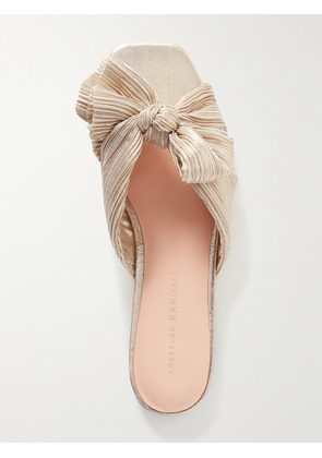 Loeffler Randall - Daphne Bow-embellished Plissé-lamé Slidesa - Gold - US5,US5.5,US6,US6.5,US7,US7.5,US8,US8.5,US9,US9.5,US10,US10.5,US11,US11.5,US12