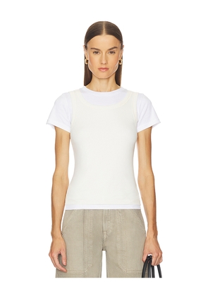 GRLFRND Layered Short Sleeve Tee in White. Size L. Also in XXS, XS, S, M, XL.