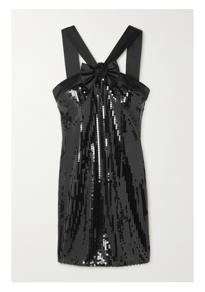 Alessandra Rich - Bow-detailed Silk Satin-trimmed Sequined Chiffon Mini Dress - Black - IT36,IT38,IT40,IT42,IT44,IT46