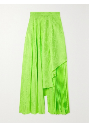 Christopher John Rogers - Asymmetric Pleated Neon Viscose Skirt - Green - US0,US2,US4,US6,US8,US10,US12,US14