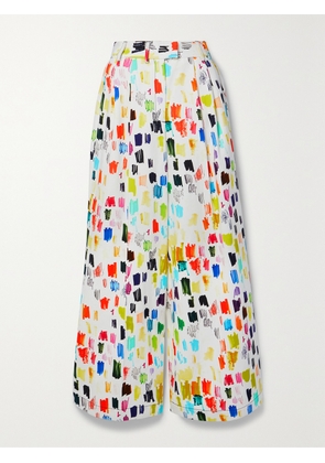 Christopher John Rogers - Marker Test Pleated Printed Cotton-twill Wide-leg Pants - White - US0,US2,US4,US6,US8,US10,US12,US14