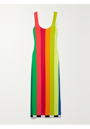 Christopher John Rogers - Striped Stretch-knit Midi Dress - Orange - x small,small,medium,large,x large,xx large