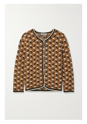 BATSHEVA - Tulip Intarsia Alpaca Cardigan - Brown - x small,small,medium,large,x large