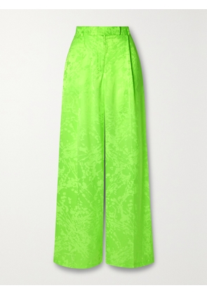 Christopher John Rogers - Pleated Jacquard Wide-leg Pants - Green - US0,US2,US4,US6,US8,US10,US12,US14,US16